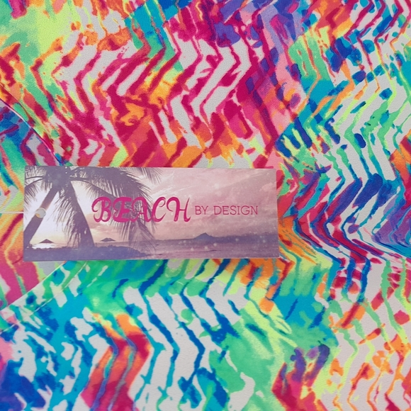 Vibrant Rainbow Chevron Tassel Swim Cover-Up Medium - Picture 3 of 10